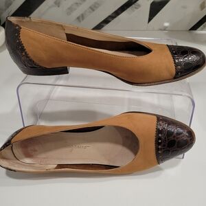 Ferragamo Two Tone Cap Toe Flats